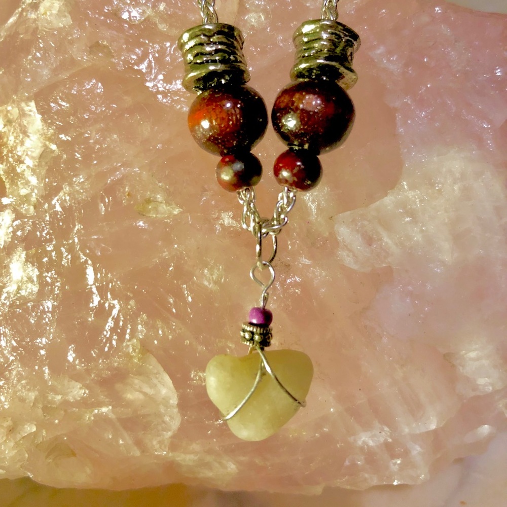 Handmade Off-White Sea Glass Necklace